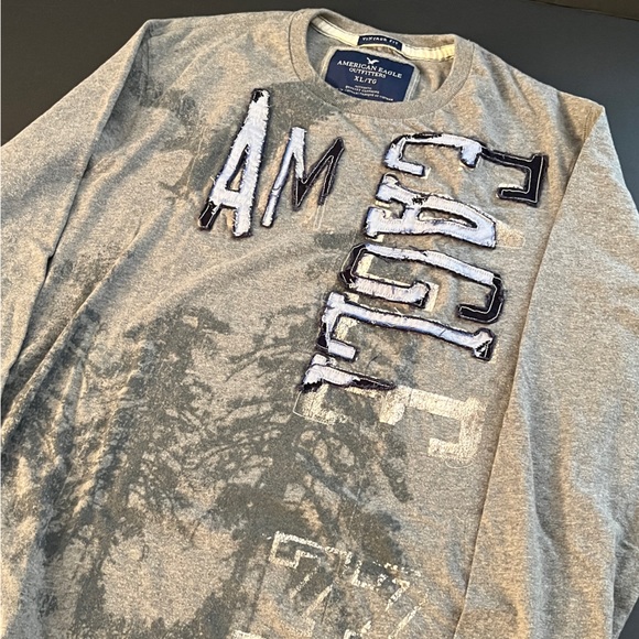 American Eagle Men’s Vintage Crew Neck Gray Graphic Thermal Sweater. - Picture 4 of 12